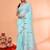light sky blue cotton jamdani saree with temple border