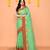 green cotton blend handloom saree with red border