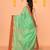 green cotton blend handloom saree with red border