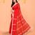 red cotton jamdani saree with net tassels-unstitched