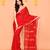 red cotton jamdani saree with net tassels-unstitched