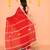 red cotton jamdani saree with net tassels-unstitched
