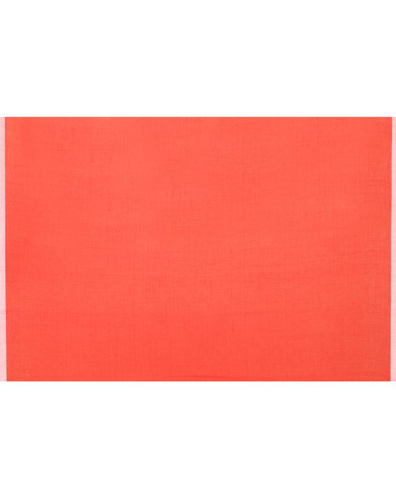 red cotton jamdani saree with net tassels-unstitched