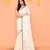off white linen jamdani saree with tassels & contrast border
