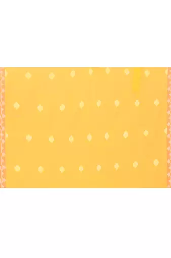 yellow resham silk jamdani saree with handwoven blouse