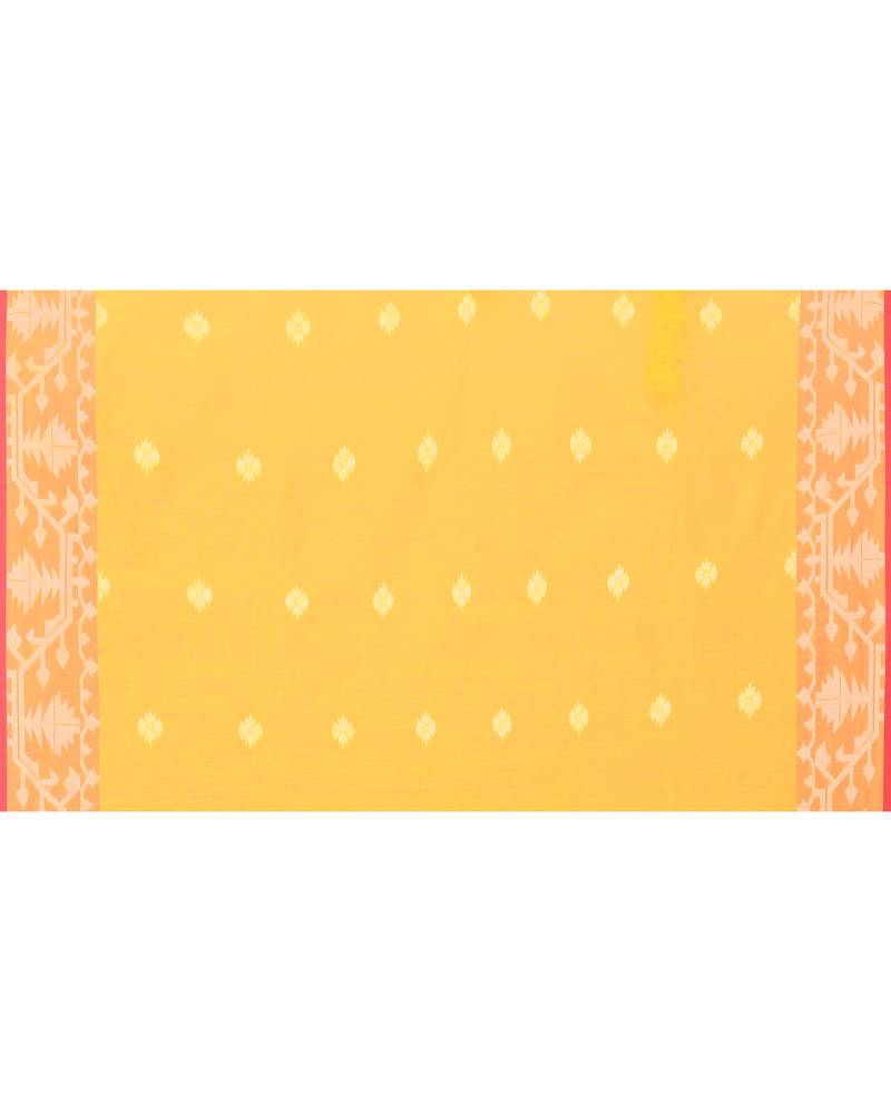 yellow resham silk jamdani saree with handwoven blouse