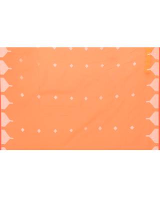 orange resham silk jamdani saree with contrast pallu 5
