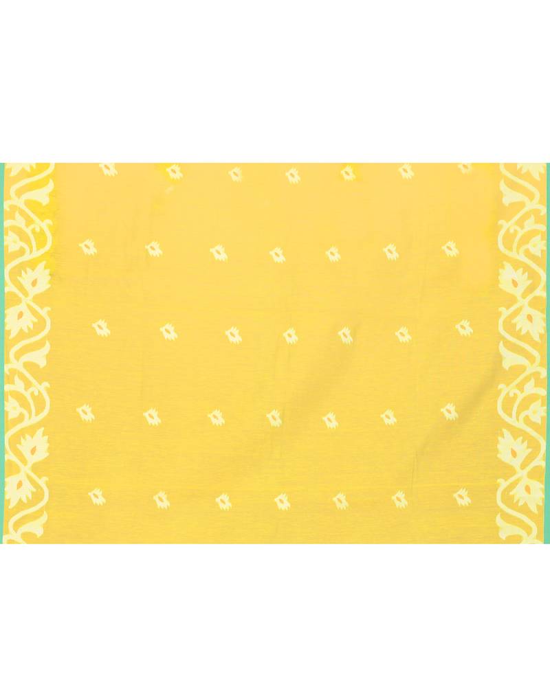 green resham silk jamdani saree with handwoven-unstitched