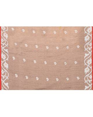 grey silk jamdani saree with handwoven contrast pallu 5