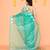 turquoise silk jamdani saree with handwoven pallu