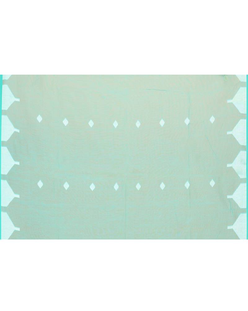 turquoise silk jamdani saree with handwoven pallu