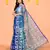blue handwoven jamdani silk saree with contrast pallu