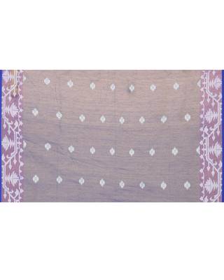 blue handwoven jamdani silk saree with contrast pallu 4