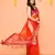 orange organza silk saree with handwoven zari border
