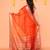 orange organza silk saree with handwoven zari border