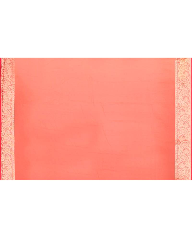 orange organza silk saree with handwoven zari border