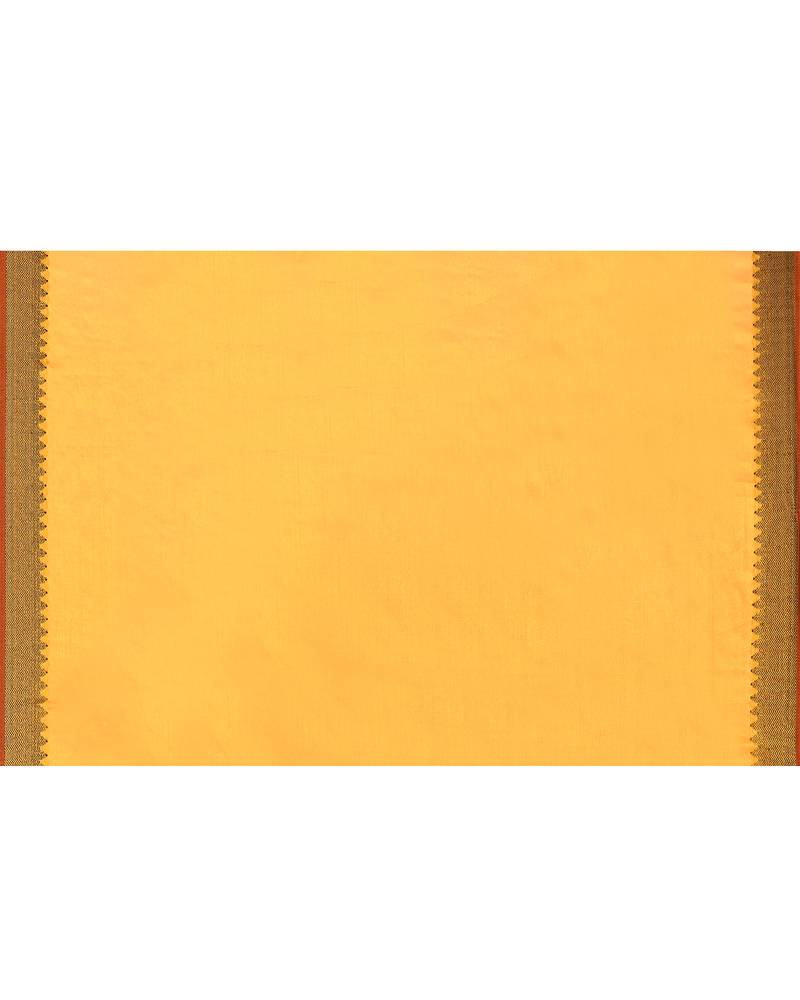 Women`s pink yellow dual tone zari cotton handloom tissue saree