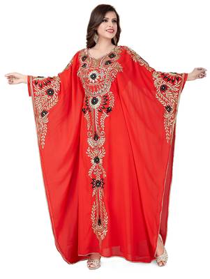 Red fancy embroidered kaftan 1