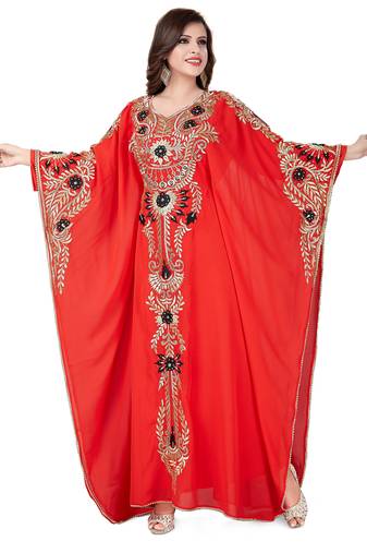 Red fancy embroidered kaftan