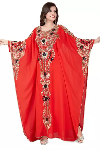 Red fancy embroidered kaftan