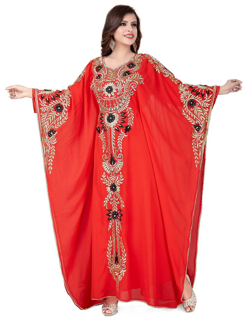 Red fancy embroidered kaftan