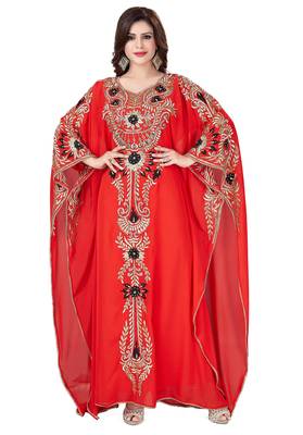 Red fancy embroidered kaftan 3