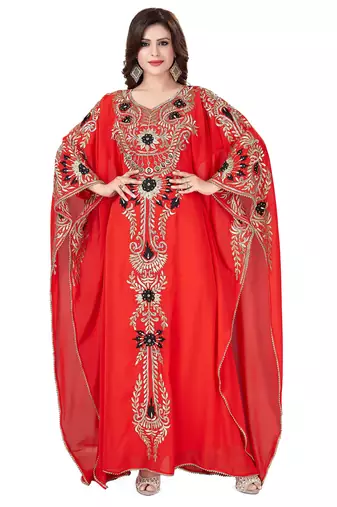 Red fancy embroidered kaftan