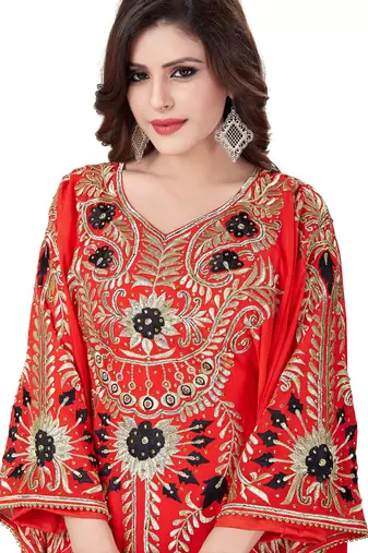 Red fancy embroidered kaftan