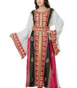 White pink embroidered kaftan