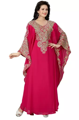 Pink heavy embroidery work fancy farasha kaftan