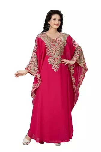 Pink heavy embroidery work fancy farasha kaftan
