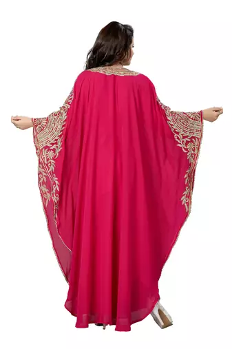 Pink heavy embroidery work fancy farasha kaftan