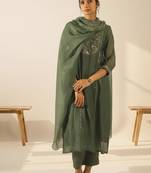 Bottle green midnight kurta set with duppata