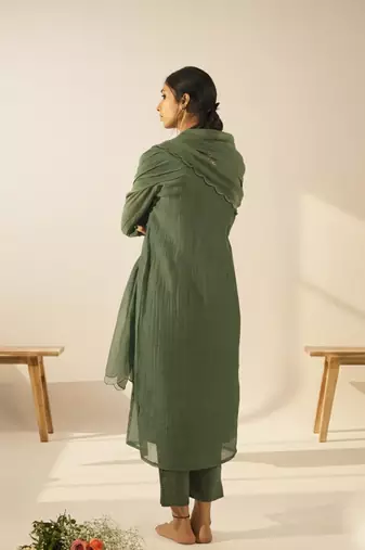 Bottle green midnight kurta set with duppata