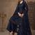 Navy blue embroidered net palazzo suit