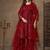 Red embroidered net palazzo suit