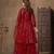 Red embroidered net palazzo suit