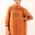Rust orange camellia suit set with duppata