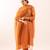 Rust orange camellia suit set with duppata