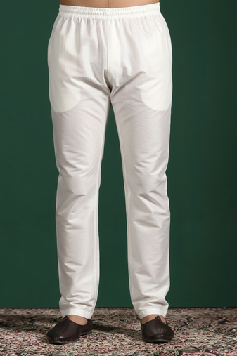 Cream plain cotton pyjama for festive, reception, weddings