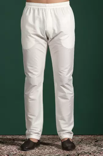 Cream plain cotton pyjama for festive, reception, weddings