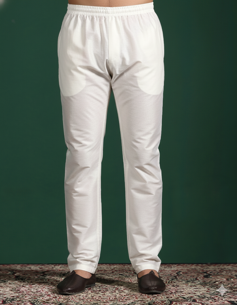 Cream plain cotton pyjama for festive, reception, weddings