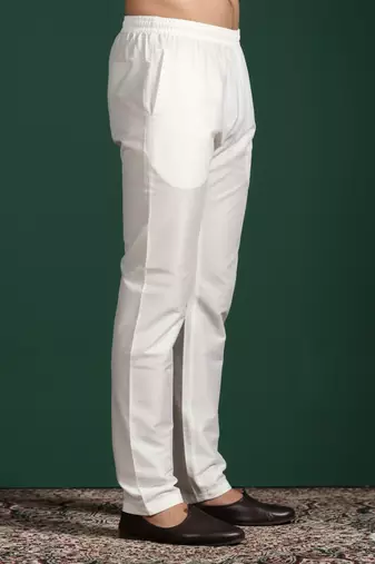 Cream plain cotton pyjama for festive, reception, weddings