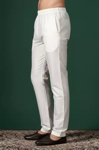 Cream plain cotton pyjama for festive, reception, weddings