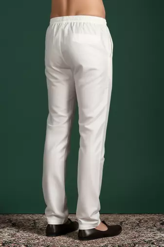 Cream plain cotton pyjama for festive, reception, weddings
