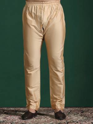 Beige plain cotton pyjama for festive, reception, weddings 1