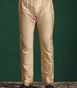 Beige plain cotton pyjama for festive, reception, weddings