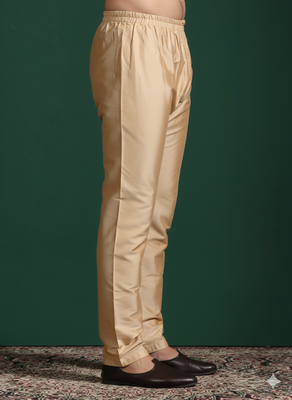 Beige plain cotton pyjama for festive, reception, weddings 2