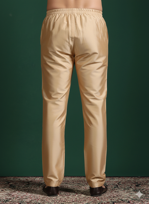 Beige plain cotton pyjama for festive, reception, weddings 4