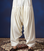 Cream plain cotton patiala for festive, reception, weddings